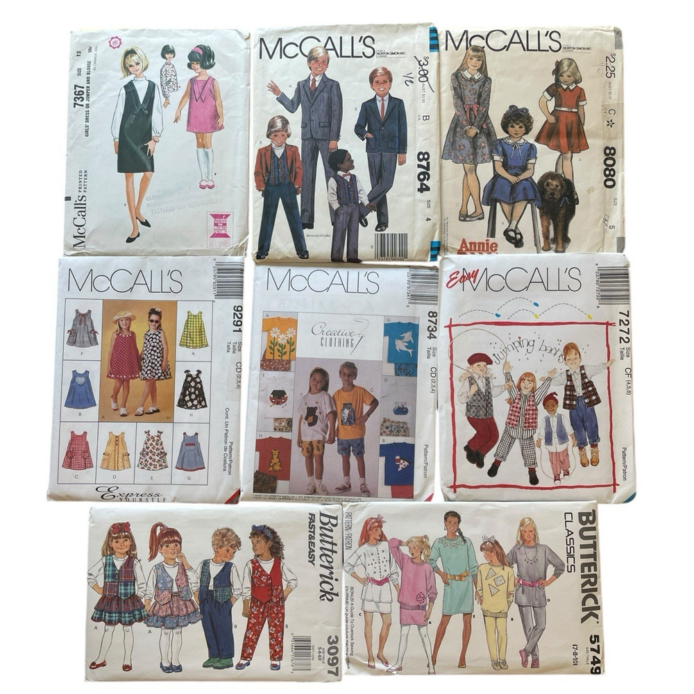 Vintage McCall's Sewing Patterns Annie Girls Boys Dresses Suits Jumpers Lot 8